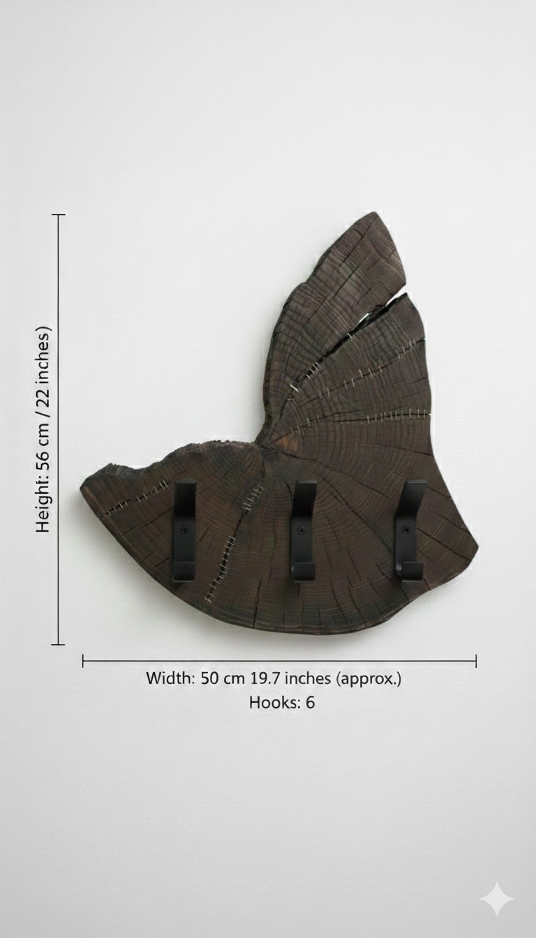 Unique Live Edge Oak Wall Coat Rack | Handmade Rustic Wood Hanger | Loft Decor