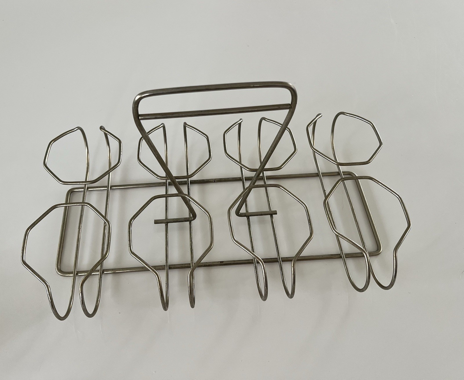 Vintage MCM Metal Brass Drinking Glass Caddy Barware