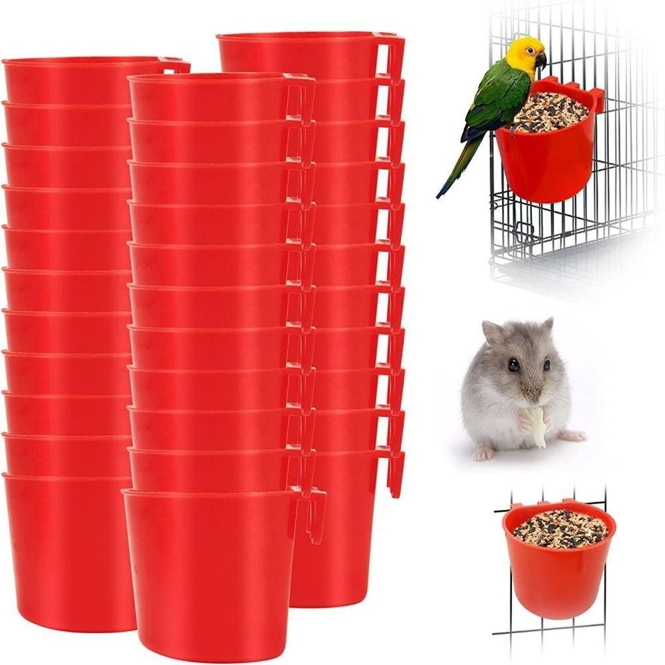 20× Cage Cup Hanging Water Feed Cage Cups Poultry Gamefowl Rabbit Chicken Bowls