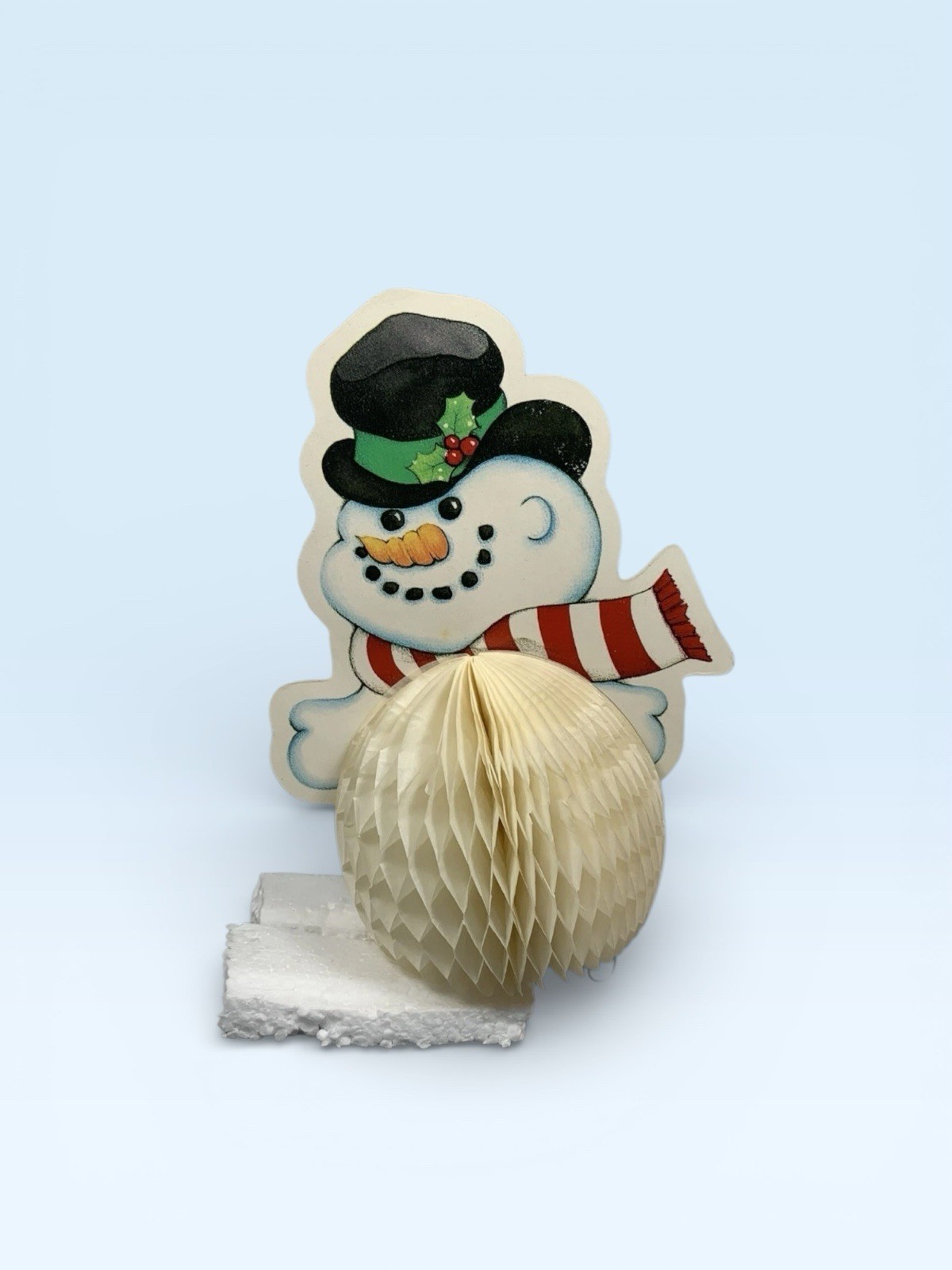 Christmas Snowman Paper Art Honeycomb Tissue Set of 6 NO CLIPS TO HOLD OPEN 6