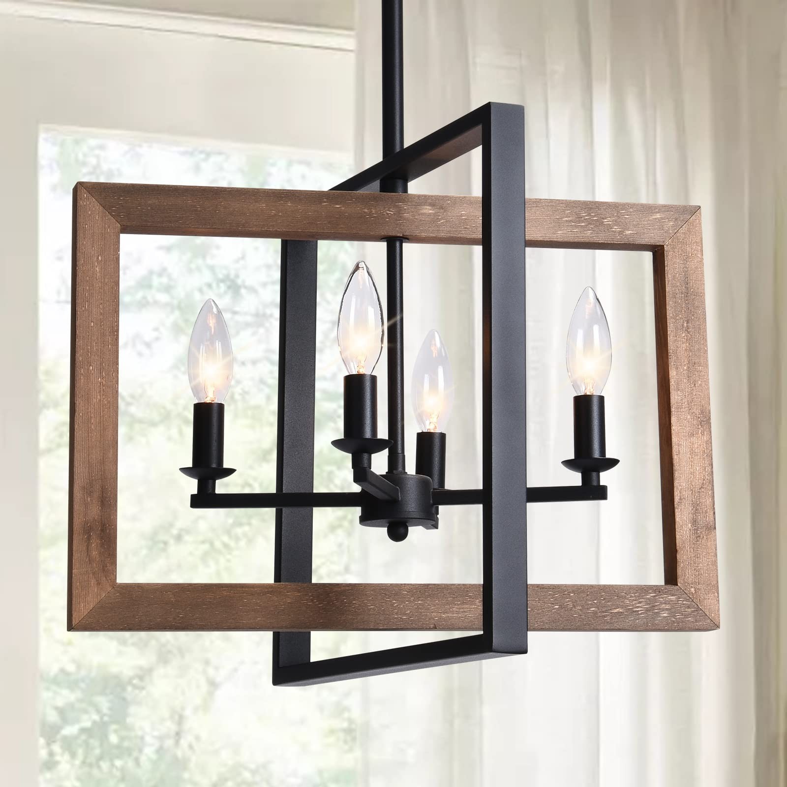 Lingkai Farmhouse Chandelier Rustic Kitchen Island Light Fixture, Industrial ...