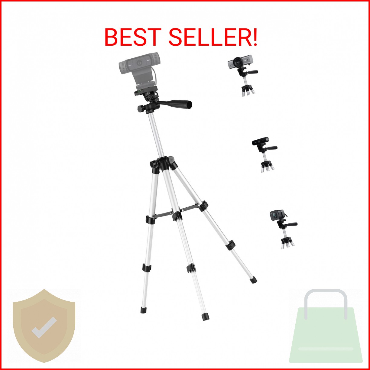 Tripod for Webcam, 25.6'' Webcam Tripod Stand Compatible with Logitech C920/MX B