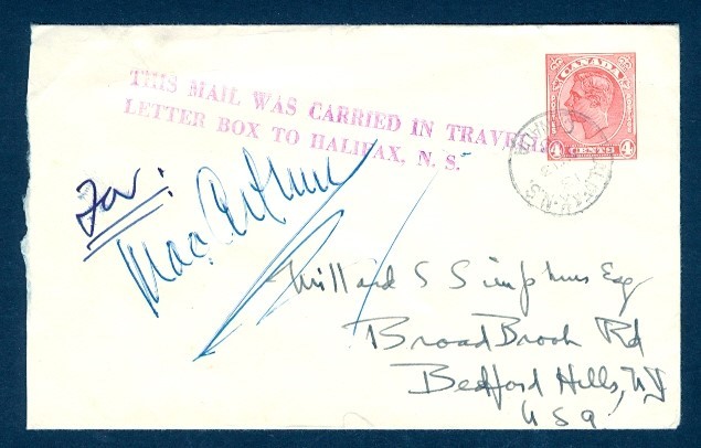 CANADA #EN66 TRAVELLING LETTER BOX TO HALIFAX NS TO USA