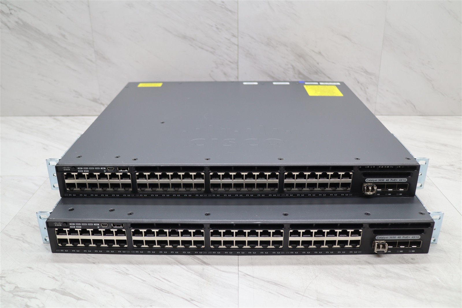 2 LOT - Cisco WS-C3650-48PS-S Catalyst 3650 48-Port PoE+ Ethernet Switch w/ Ears