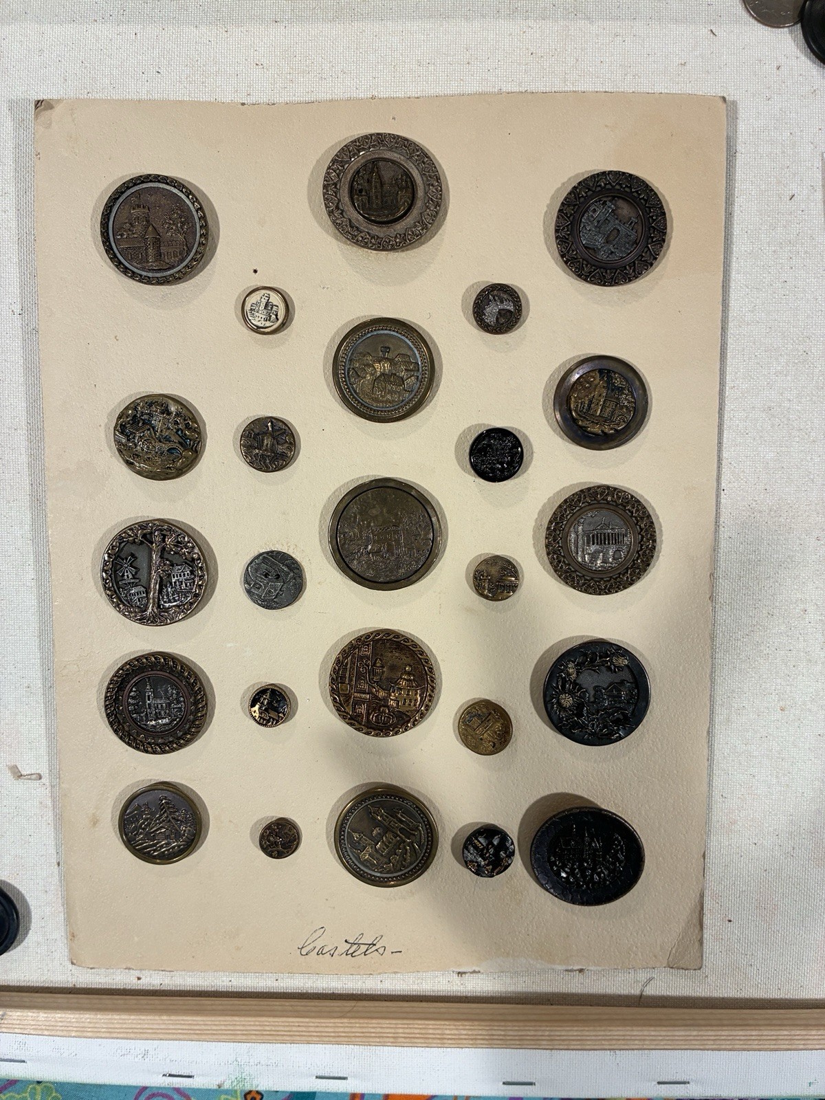 Castle Buttons On Card 1930