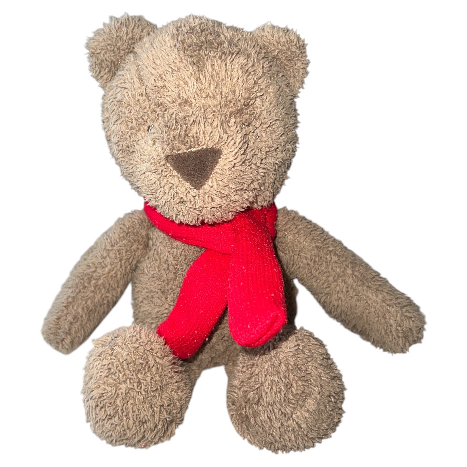 Carters Brown Teddy Bear Red Scarf Holiday Plush Stuffed Animal 10” Inches