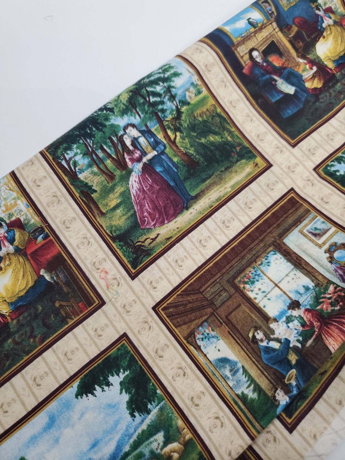 Currier & Ives Fabric Quilting Treasures Scene Square Sew Quilt HALF YARD 