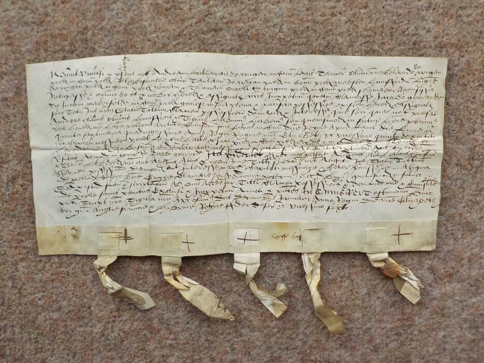 1584 Lancashire Latin manuscript Vellum Deed Document 16th century Elizabethan