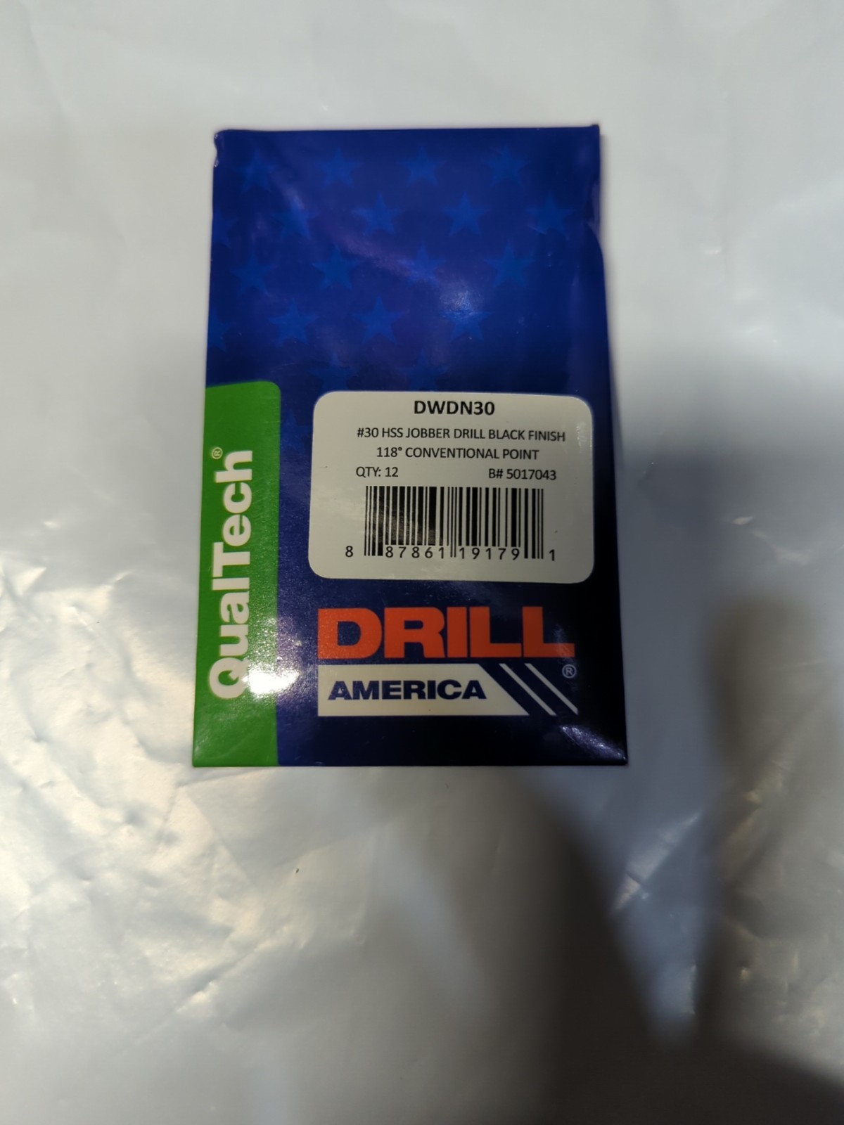 #30 High-Speed Steel Black Oxide Drill Bits. Pack of 12