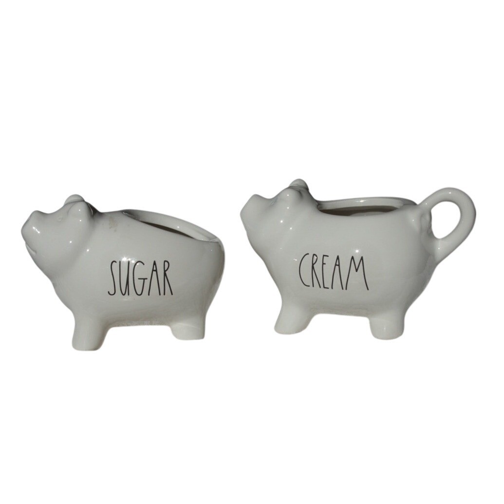 Rae Dunn Artisan Creamer and Sugar Bowl Pig Set