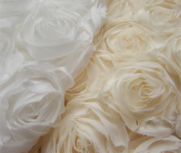 3D Chiffon Rosette Wedding Costume Lace Evening Dancing Dress Craft Fabric 0.5