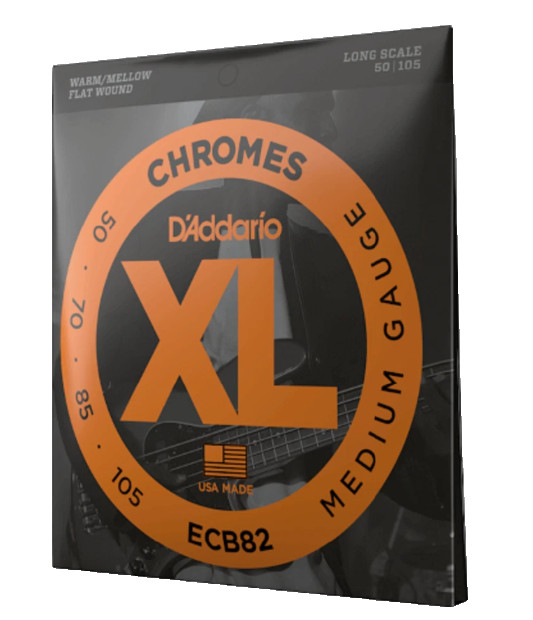 D'Addario ECB82 Chromes Flat Wound Long Scale Bass Guitar Strings 50-105 USA