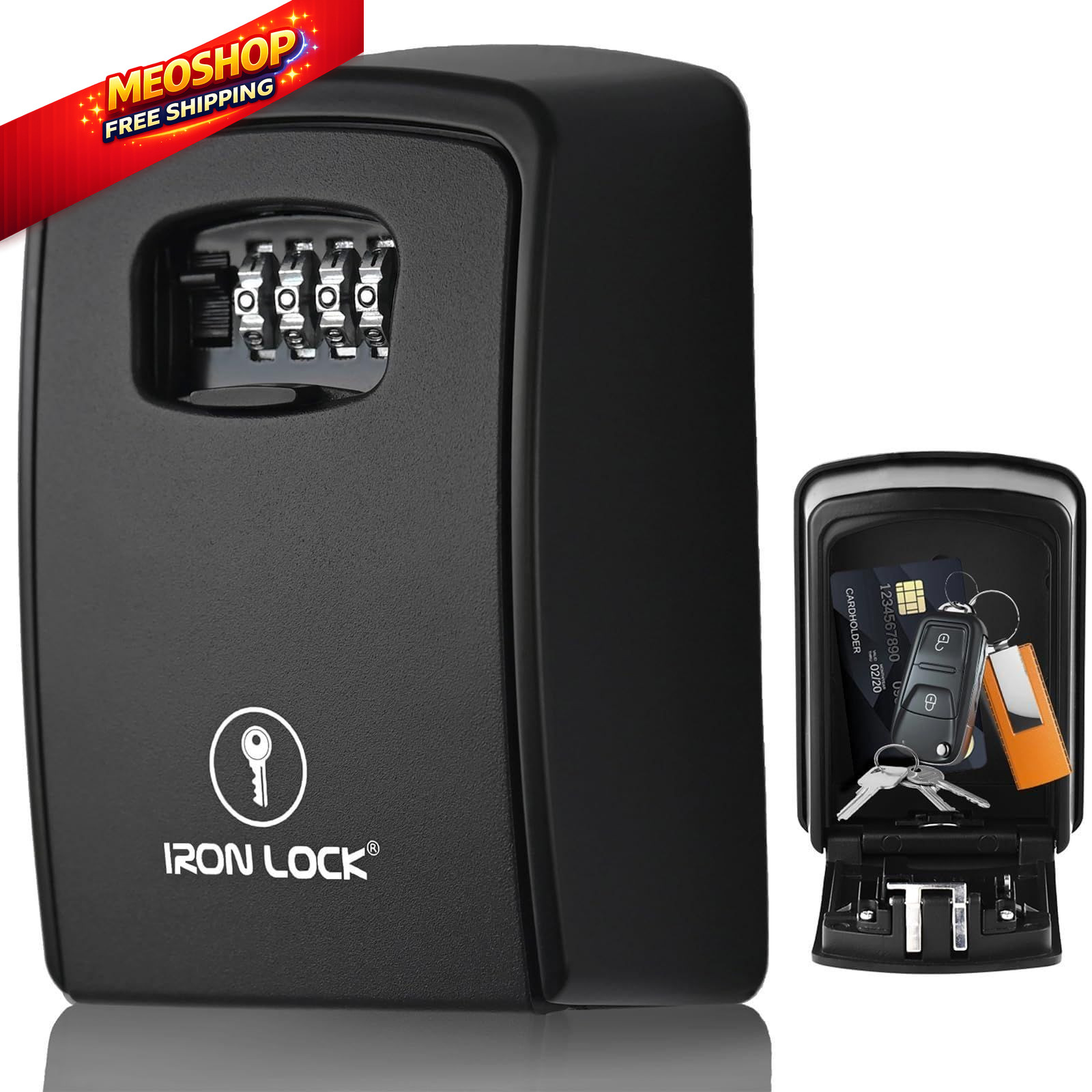 Iron Lock® Key Lock Box XXL Wall Mount – Waterproof Outdoor 2X-Large, Black 