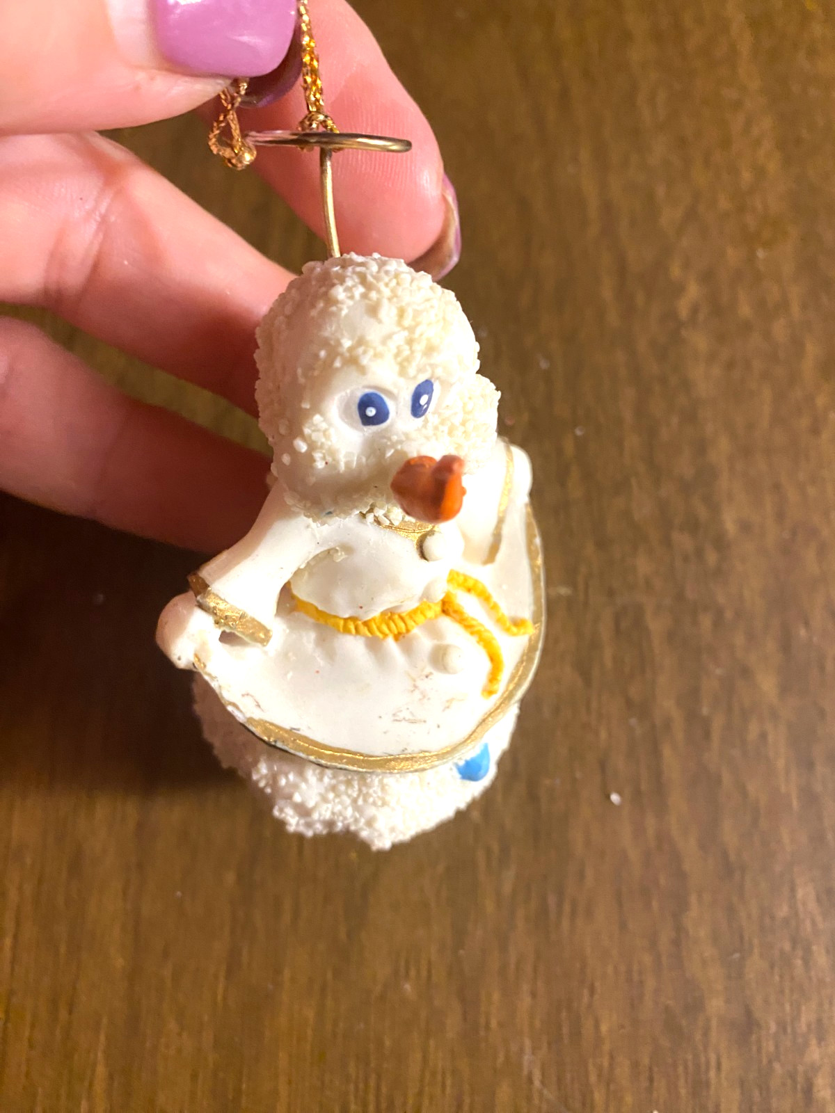 Resin Whimsical Angel Snowman Christmas Ornament 3"