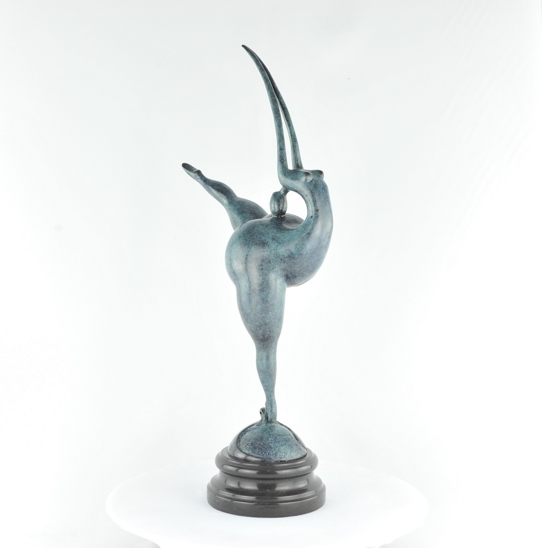 Modern Style Statue Sculpture Dancer Acrobat Sexy Art Deco Style Bronze Signed