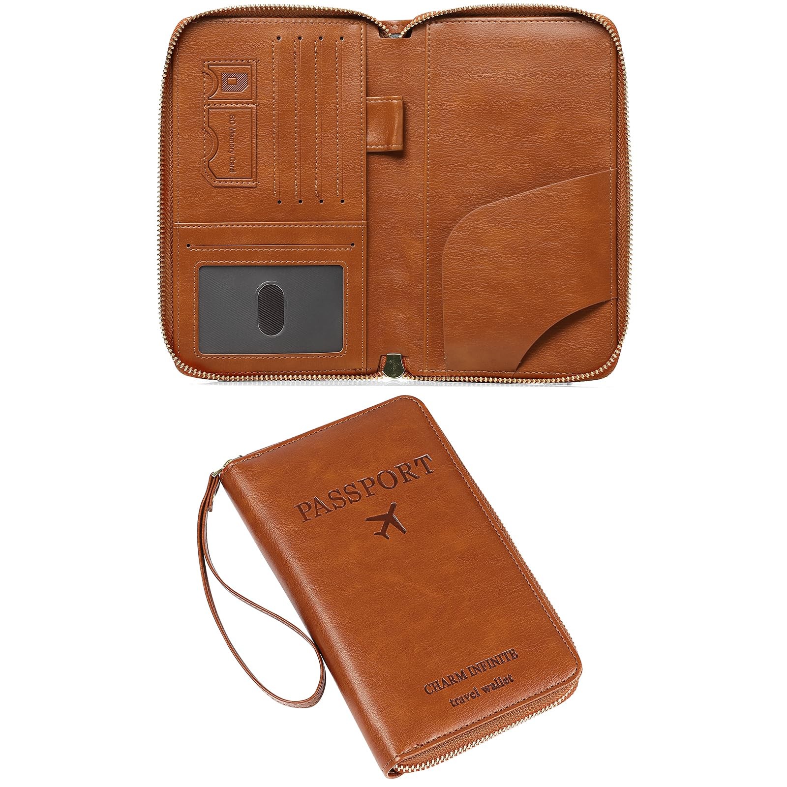 Leather RFID Blocking Passport Holder Travel Wallet, Passport Cover/Travel Wa...