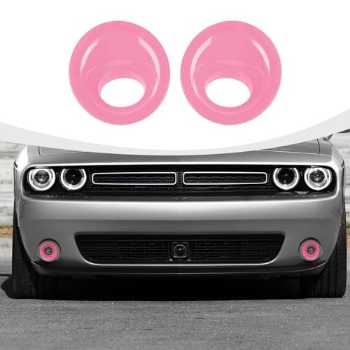 Front Fog Light Covers Foglights Lamp Trim Compatible with Dodge Pink