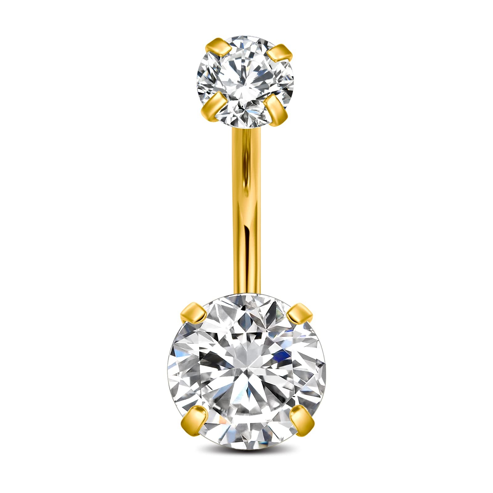 D.Bella 14G Belly Button Ring Surgical Stainless 3/8" (10mm), Style C -gold 