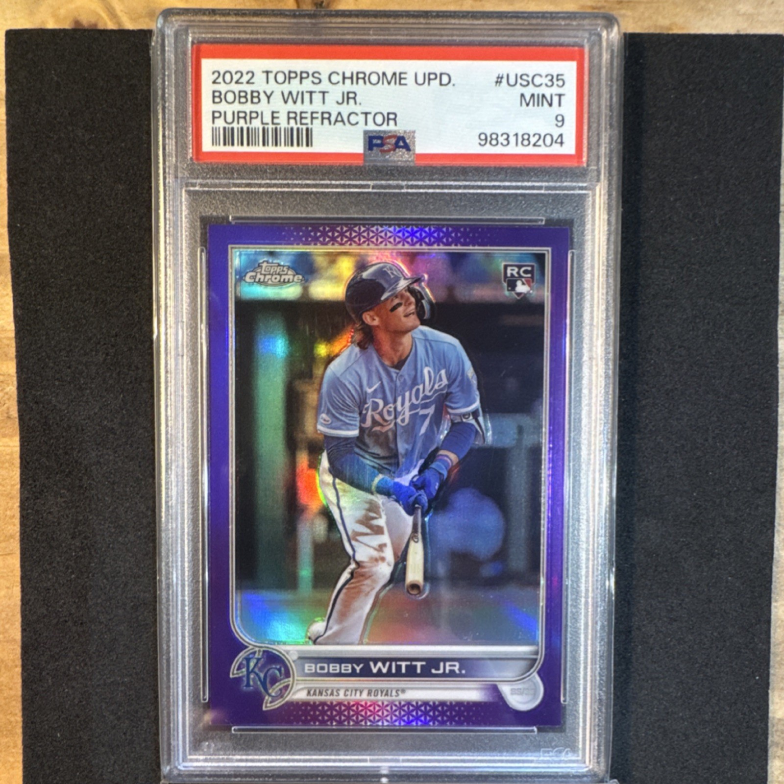 Topps Chrome Update Bobby Witt Jr. #USC35 Purple Refractor PSA 9 Royals