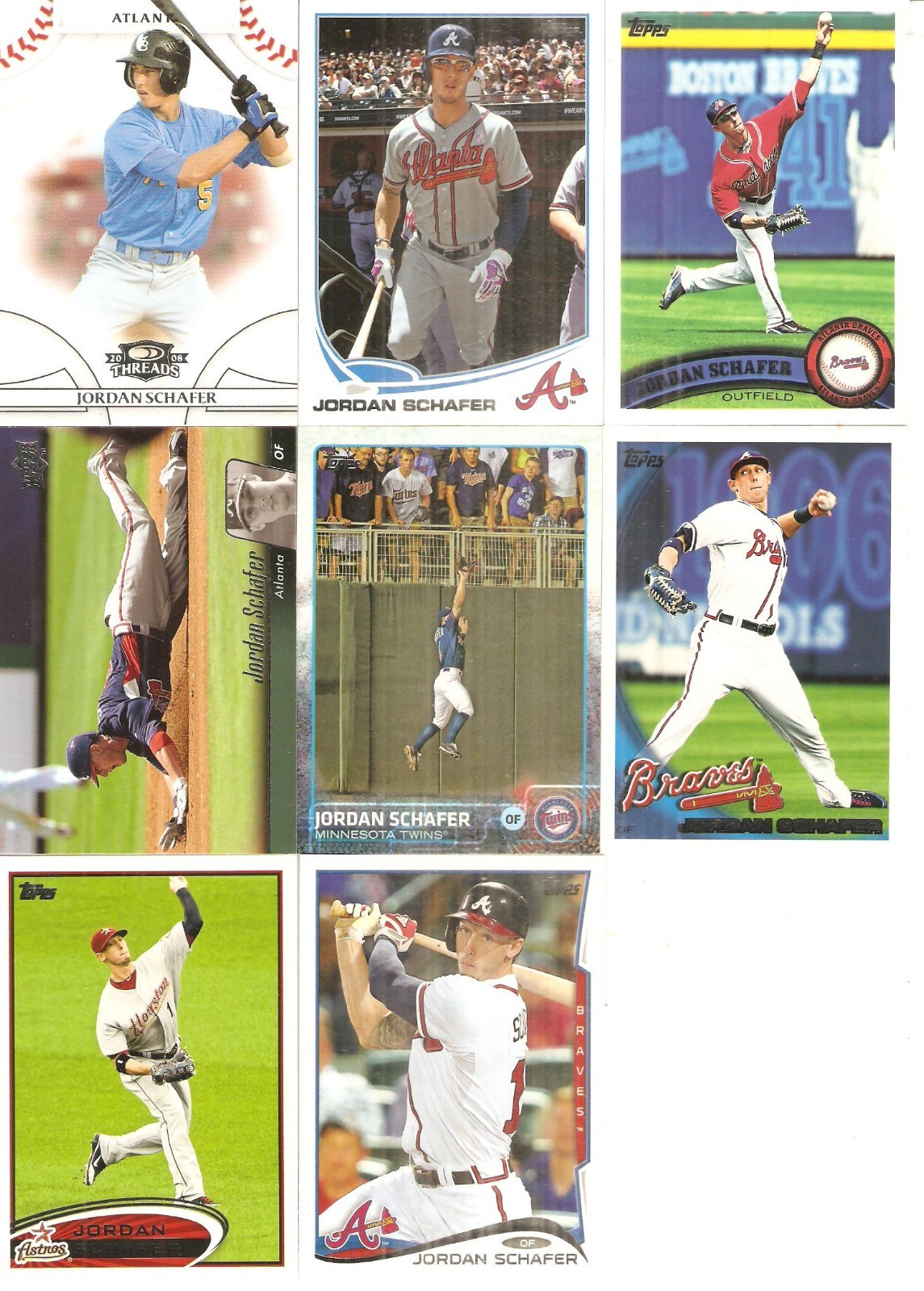 100 CARD JORDAN SCHAFER BASEBALL CARD LOT