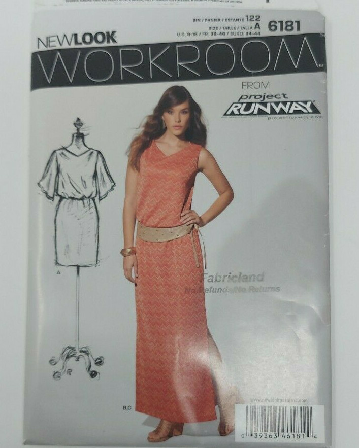 New Look K6181 Project Runway Misses Maxi Dress Sizes 8-18 Sewing Pattern