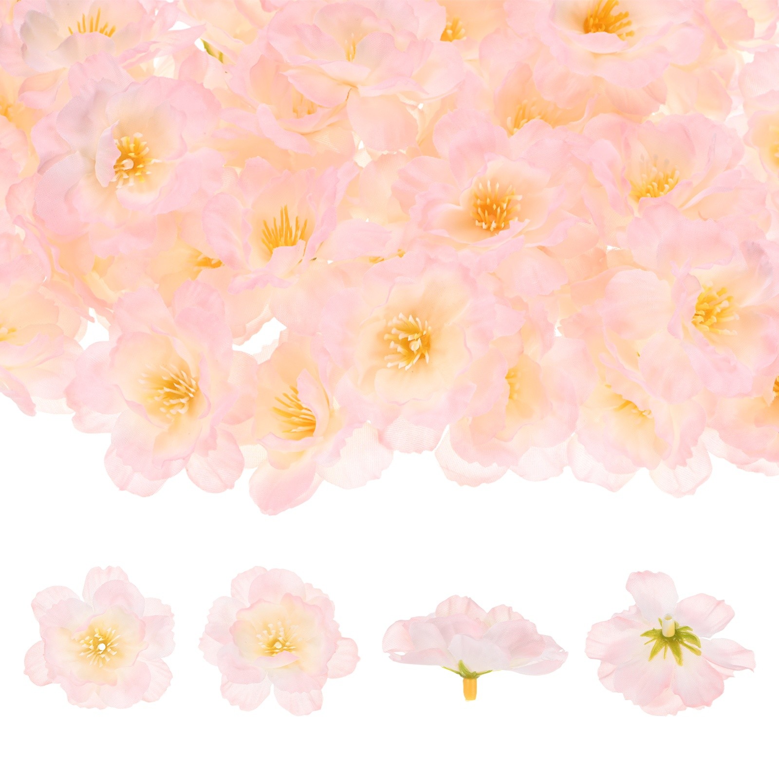 Artificial Flower Heads (2 Inch, Pink) 50 PCS - Cherry Silk Flowers