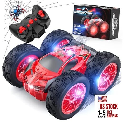Remote Control Car for Kids, RC Stunt Cars Toys for Boys Ages 4-7 with Cool Red