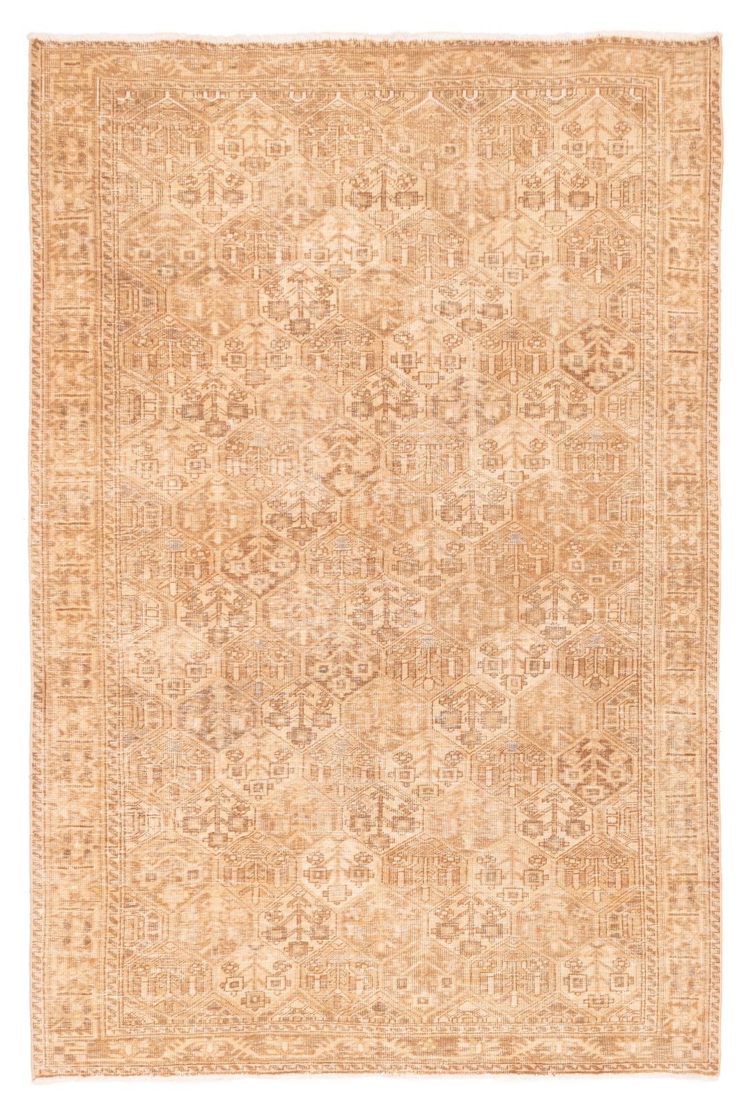 Vintage Geometric Area Rug 6'9" x 10'2" Traditional Hand-Knotted Wool Carpet