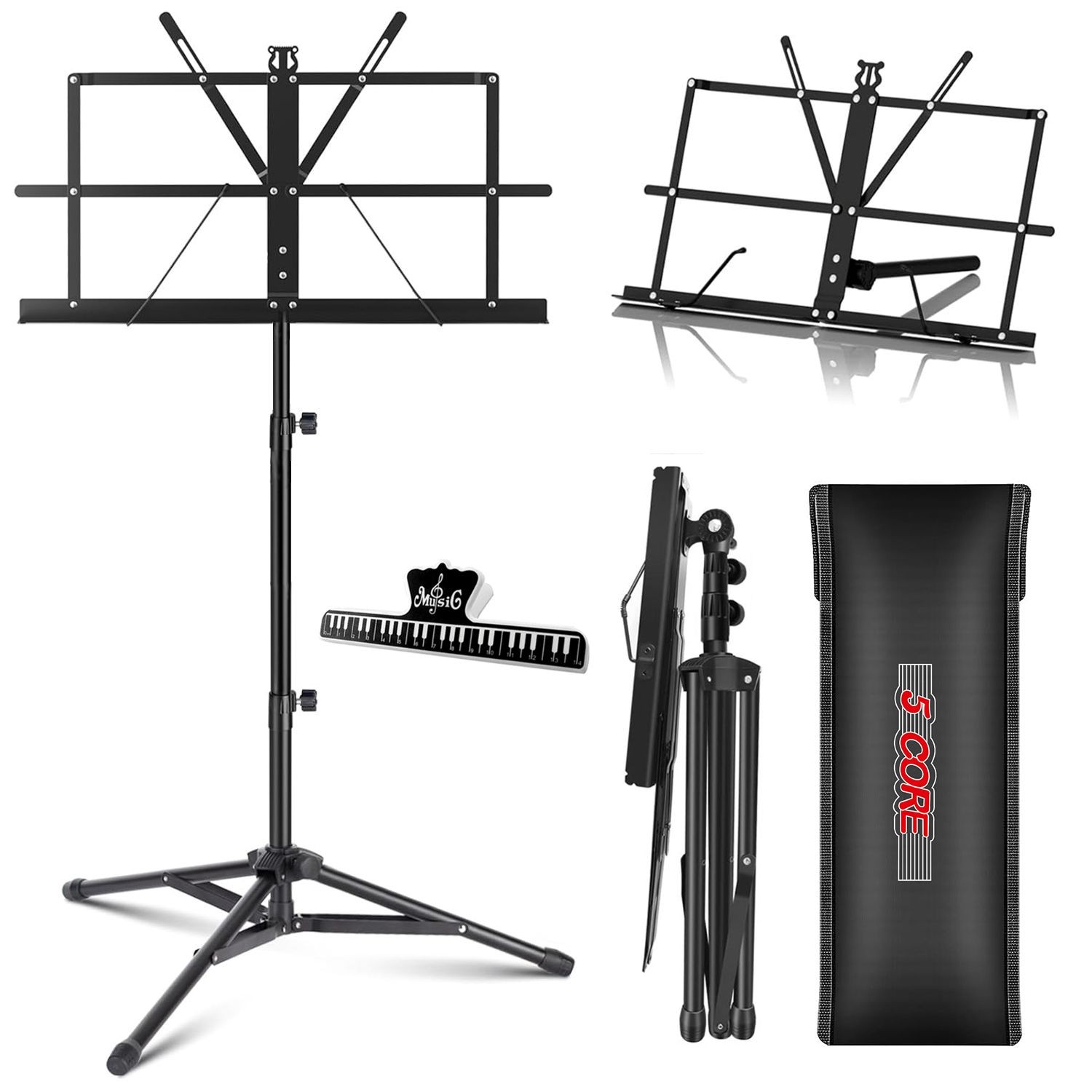 5 Core Music Stand Adjustable Desktop Book Stands Portable Sheet Holder All Meta