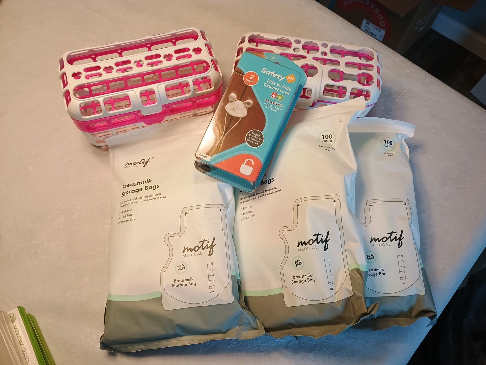 Baby Accessories Lot- Cabinet Locks, Breastmilk Storage Bags, Munchkins