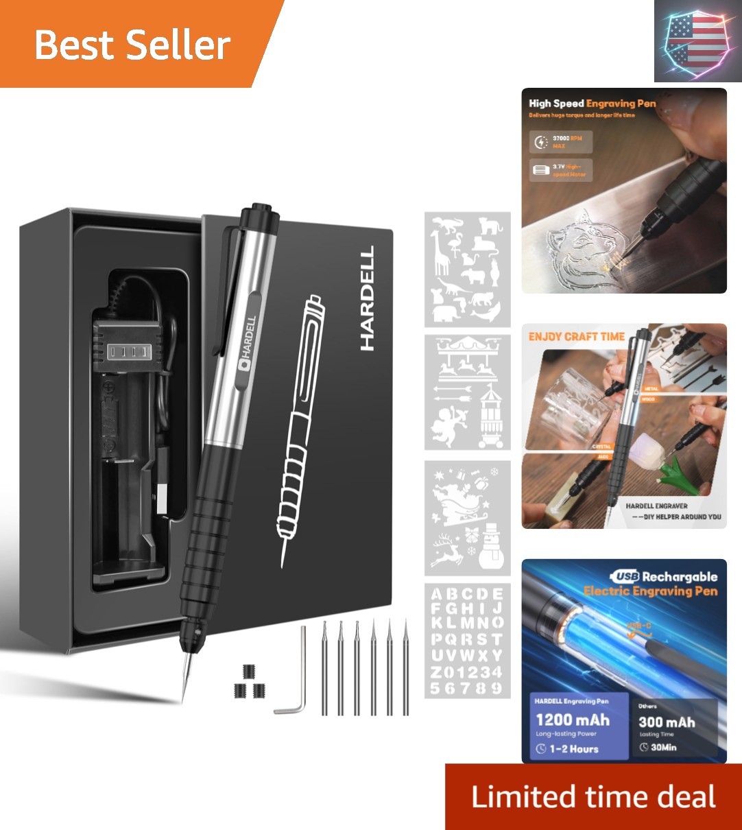 Engraving Pen, Cordless Engraving Tool with 37000RPM, USB Rechargeable Metal ...