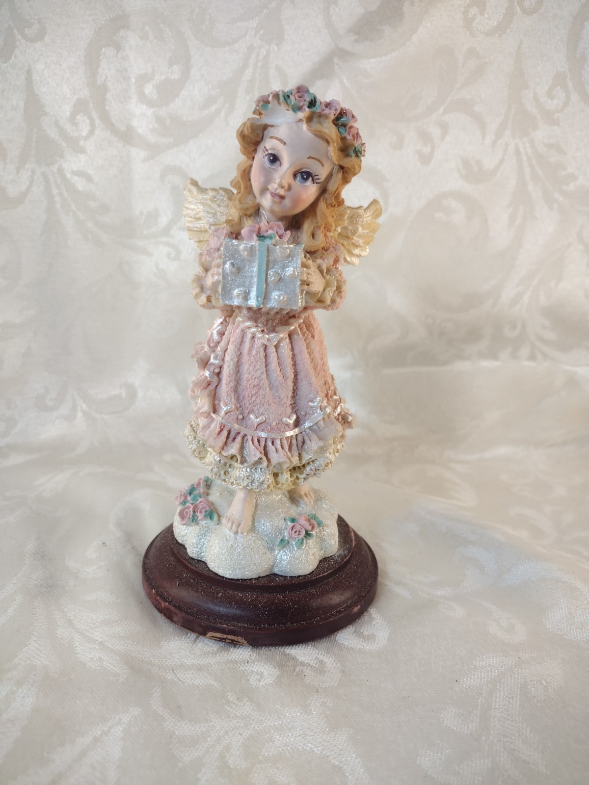 House of Lloyd 1996 Angel Girl Figurine Pink Dress Christmas Gift Statue...