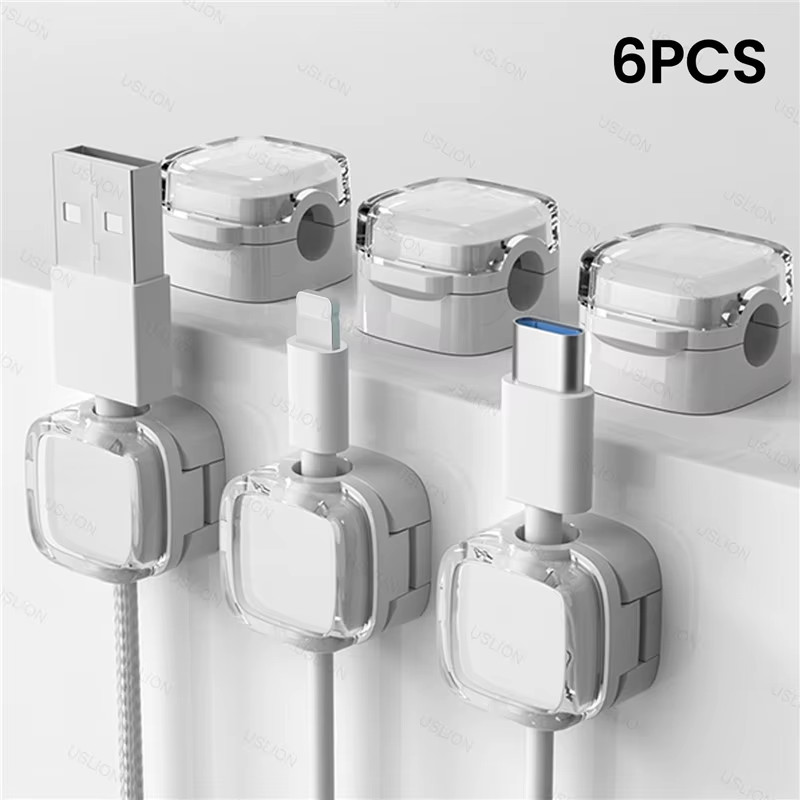 Colorful 6 PCS Magnetic Cable Clips Cable Smooth Adjustable Cord Holder under De