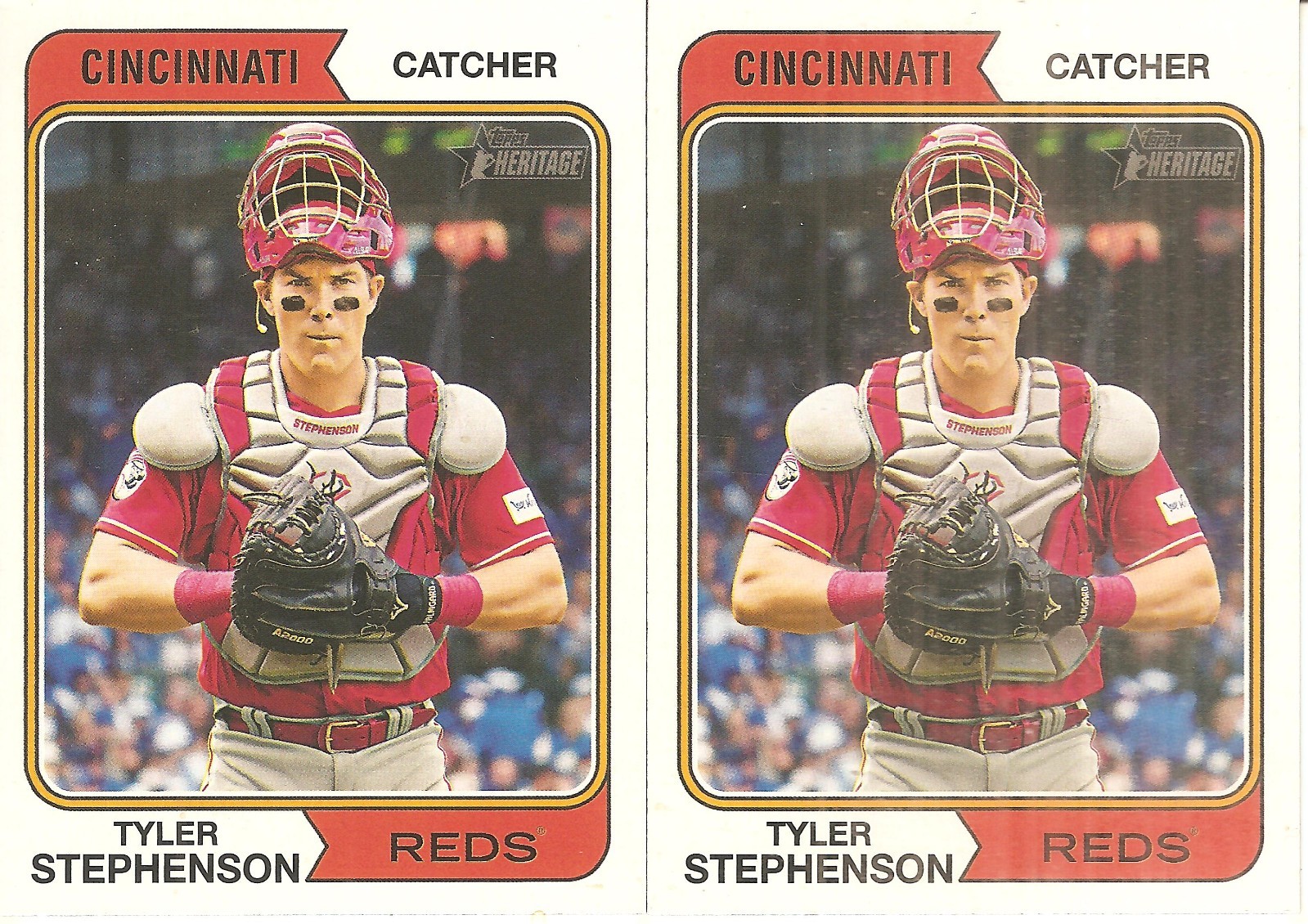 2 CARD 2023 TOPPS HERITAGE TYLER STEPHENSON BASEBALL CARD LOT
