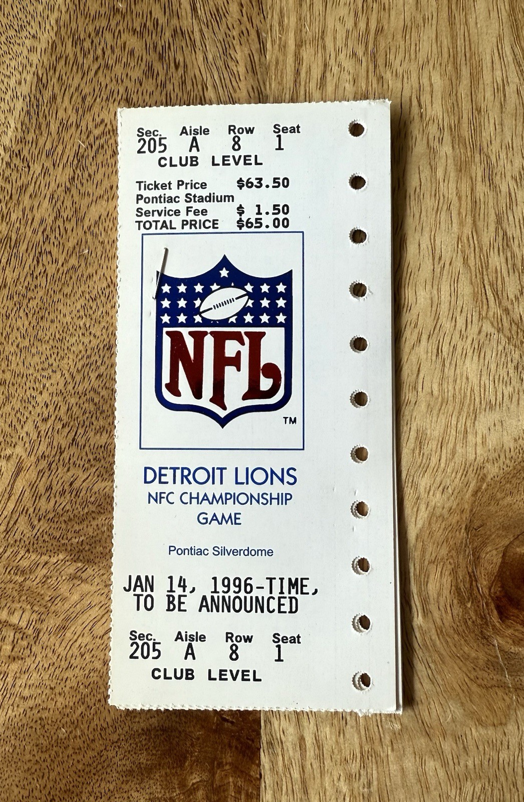 Four Tickets NFL Detroit Lions 1996 NFC Championship Game - Never Played Mint