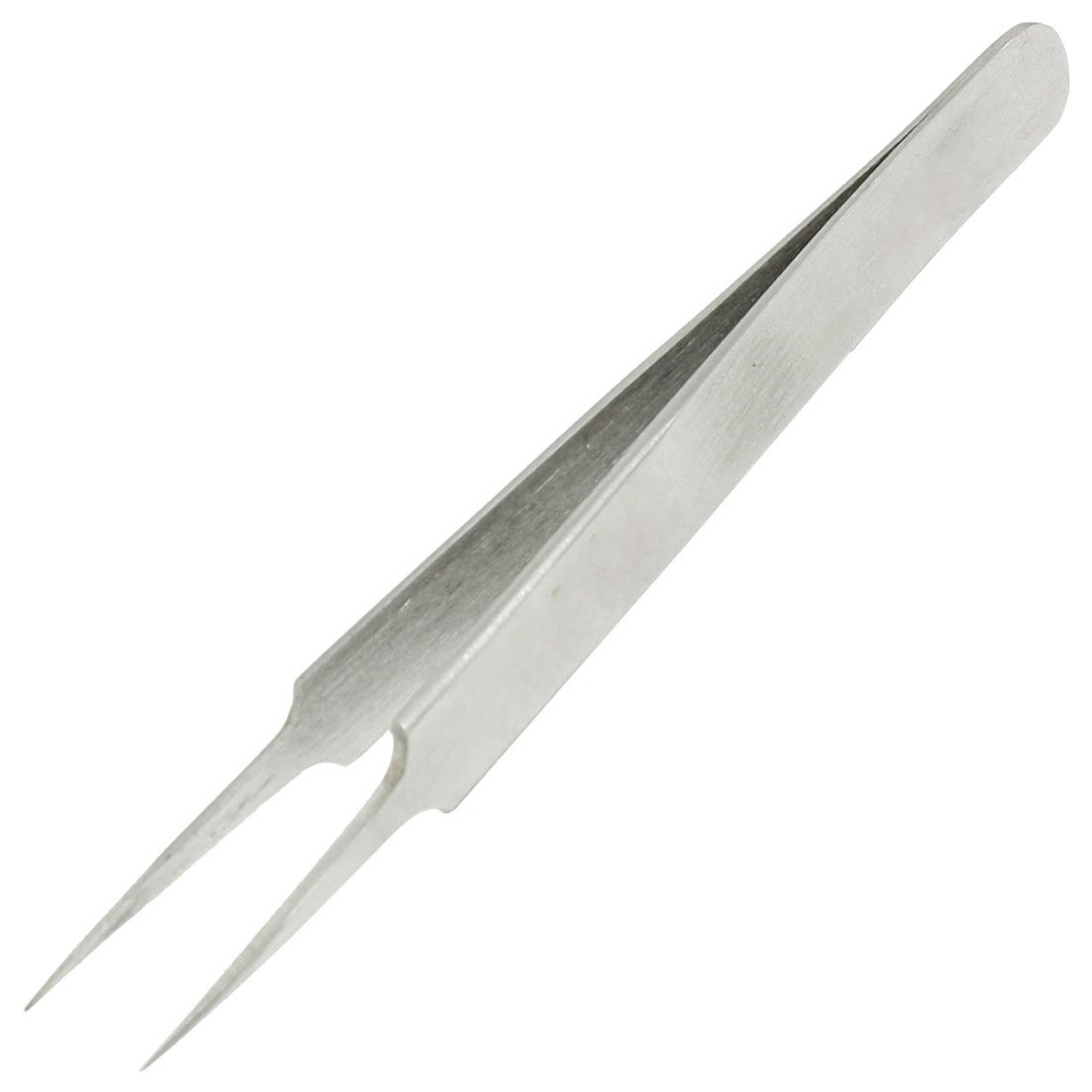 2X  Pointy Tip Polished Stainless Steel Straight Tweezers 11cm U1K68058