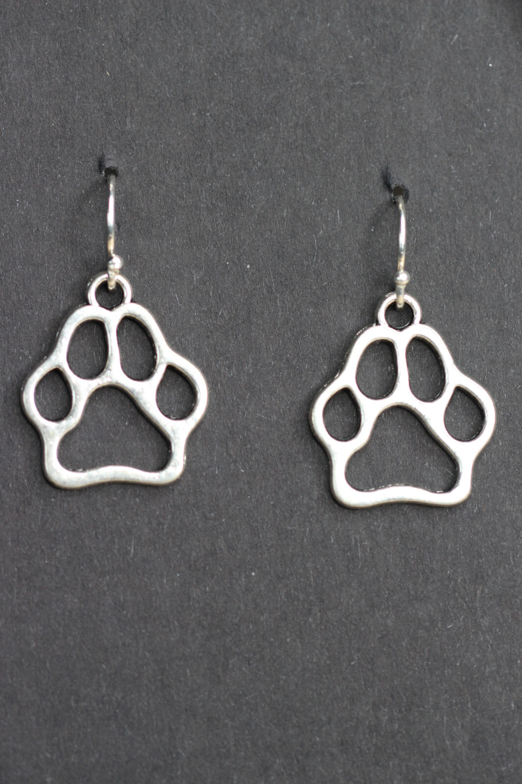 Dog Paw Print Charm Earrings 925 sterling silver hooks pewter charms Puppy