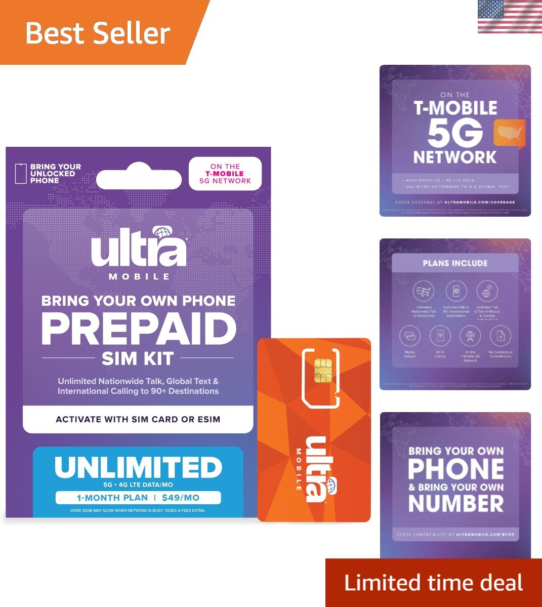 49/mo. Prepaid Phone Plan with Unlimited Talk, Text, & Data for 1  3-in-1 SIM...