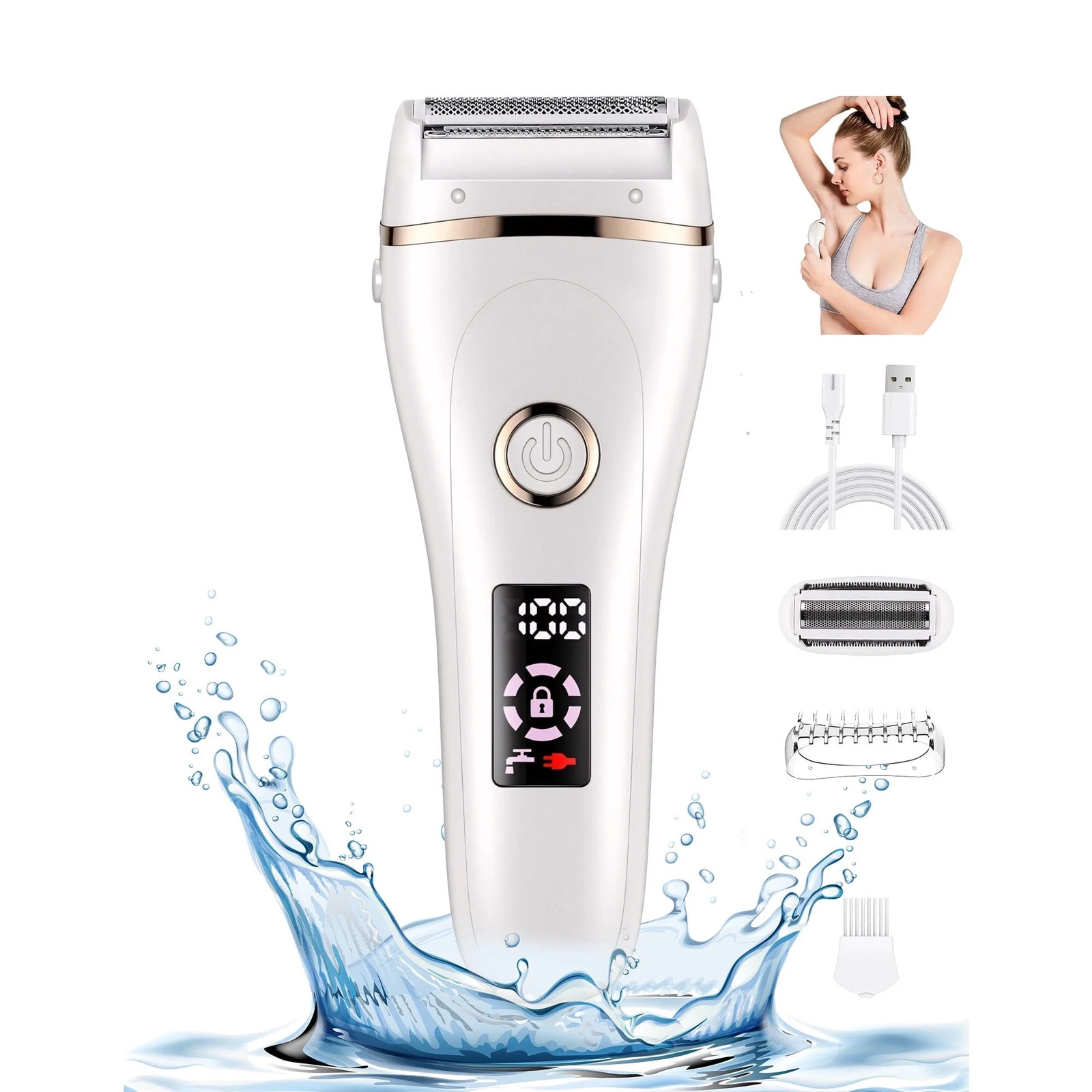 Electric Shaver for Women, 3 in 1 Lady Electric Razor Body Hair Remover, Recharg