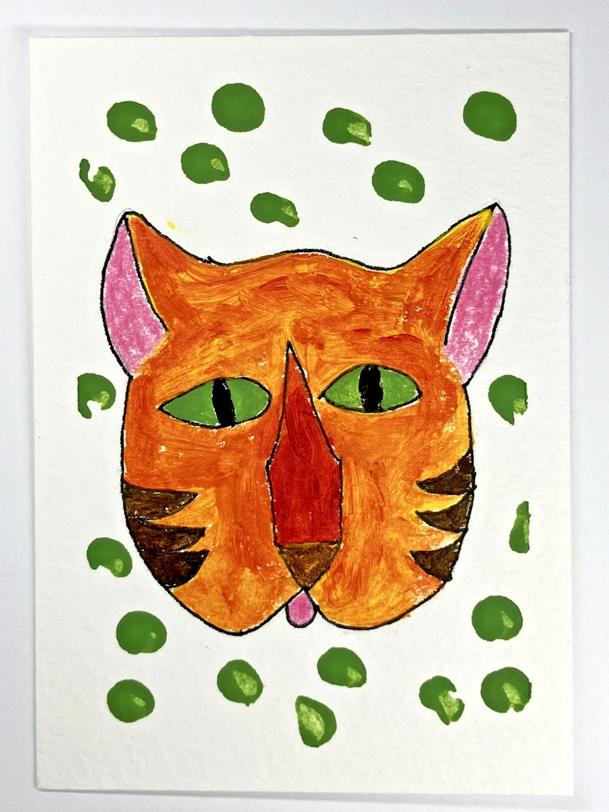 New Original ACEO Artwork 300gsm in Protective Sleeve & Greeting Card - CAT