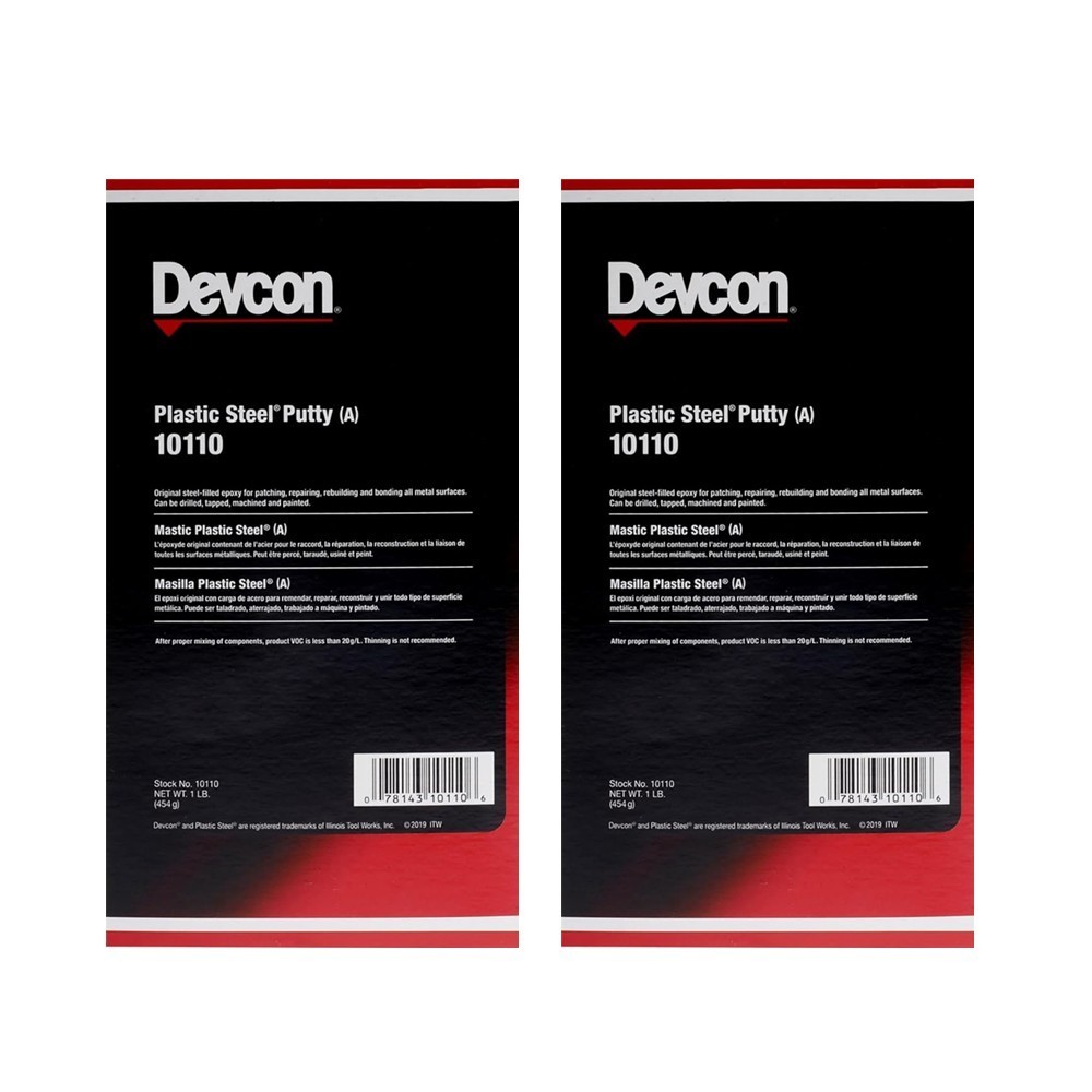 2x DEVCON 10110 Plastic Steel Putty Epoxy (A) 1 lb. New Sealant Metal Concrete
