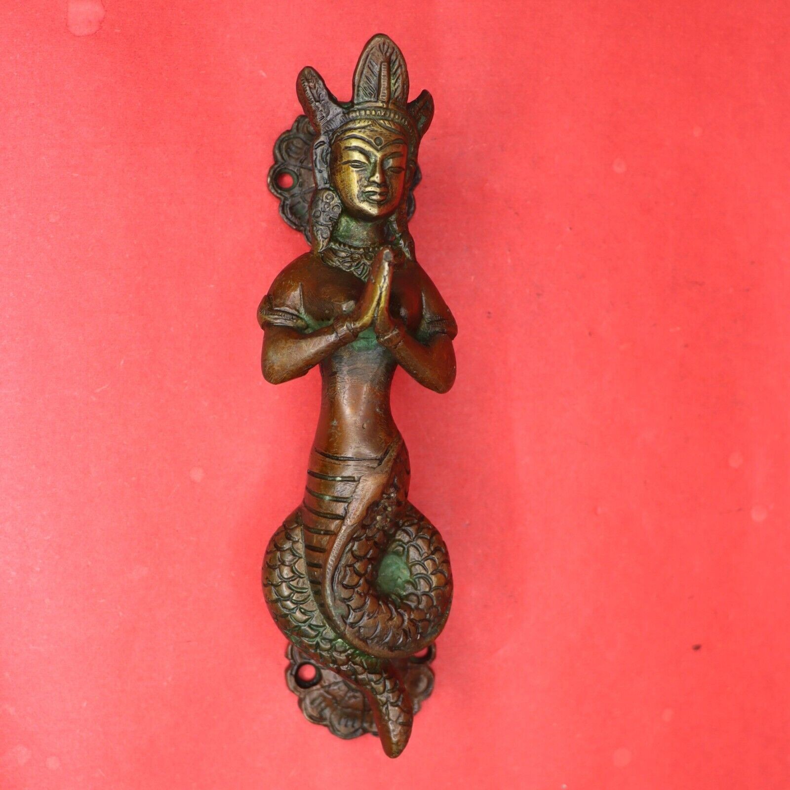 Nag Kanya Snake Lady Vintage Antique Repro Handmade Brass Door Handle Pull Knob