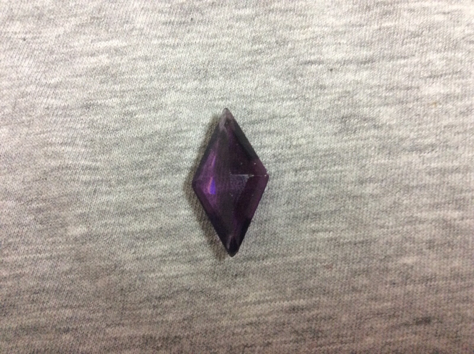 Vintage Czech Large Faceted Diamond Shape Glass Violet Rhinestone 