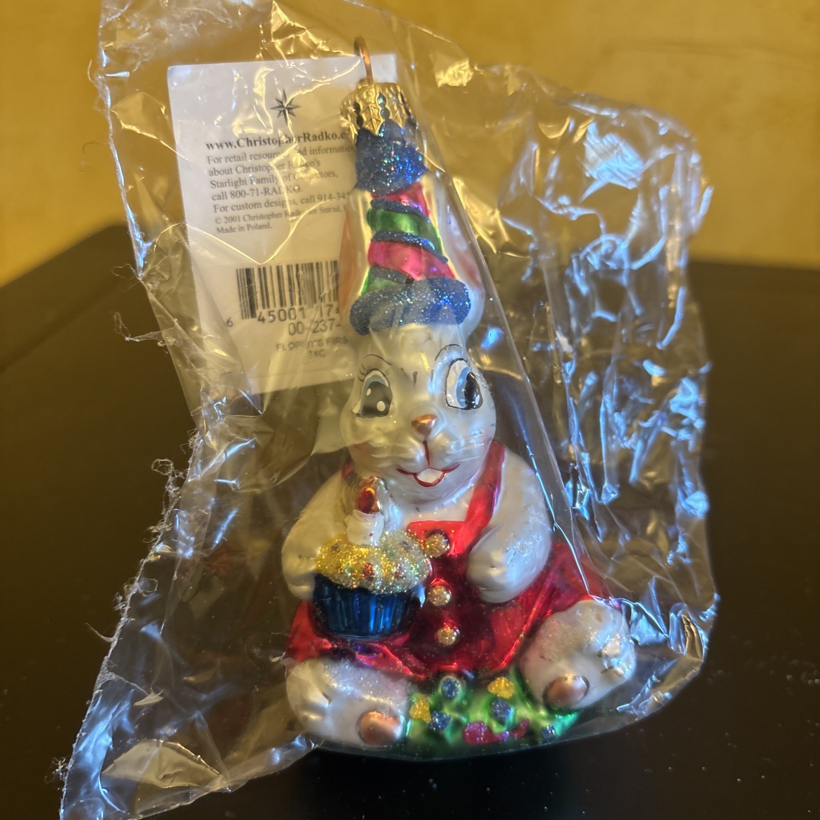 Christopher Radko Bunny Birthday Ornament Flopsy's First Birthday Easter Theme