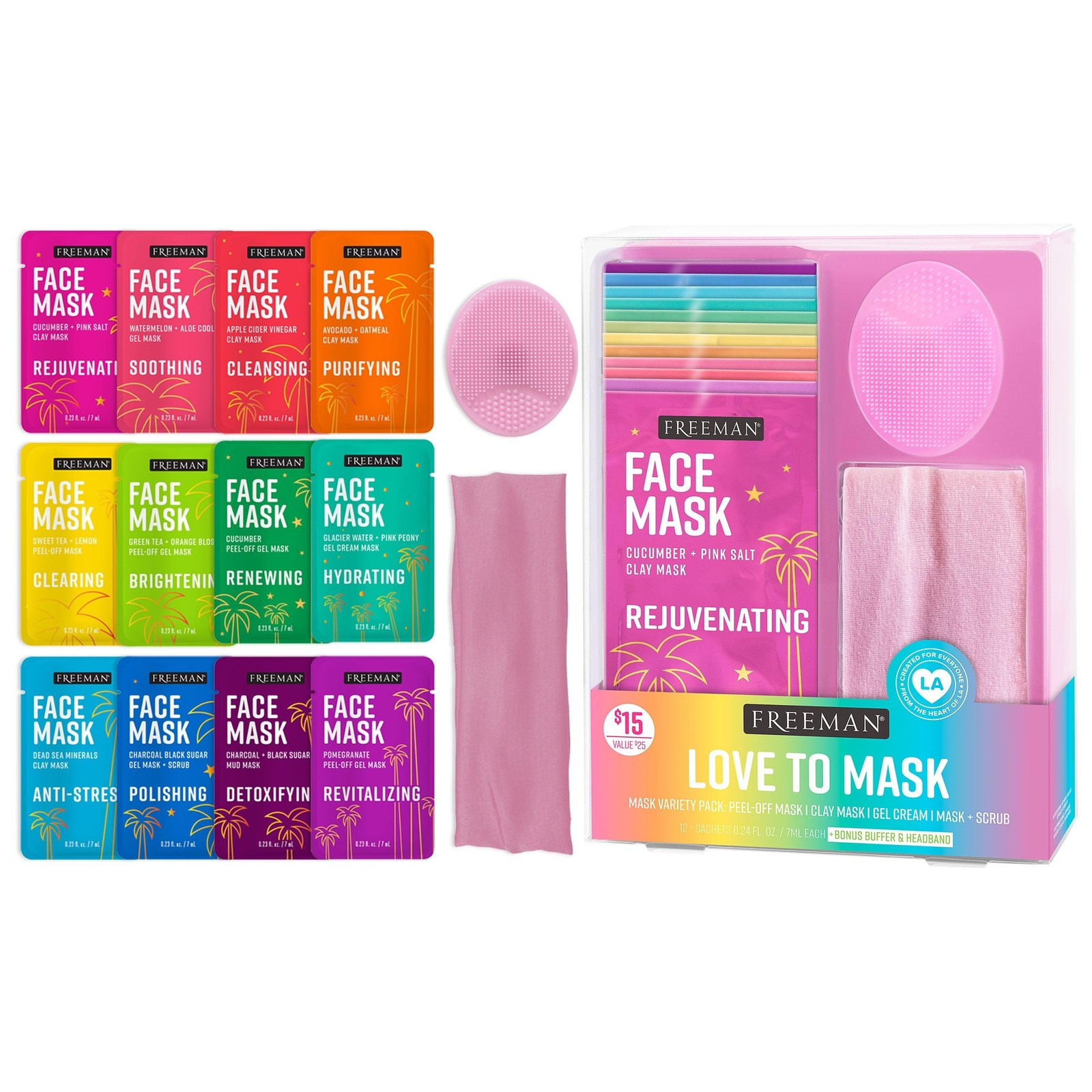 Love To Variety Pack: Oil Absorbing Clay, Detoxifying , Clearing Peel Off, Hy...