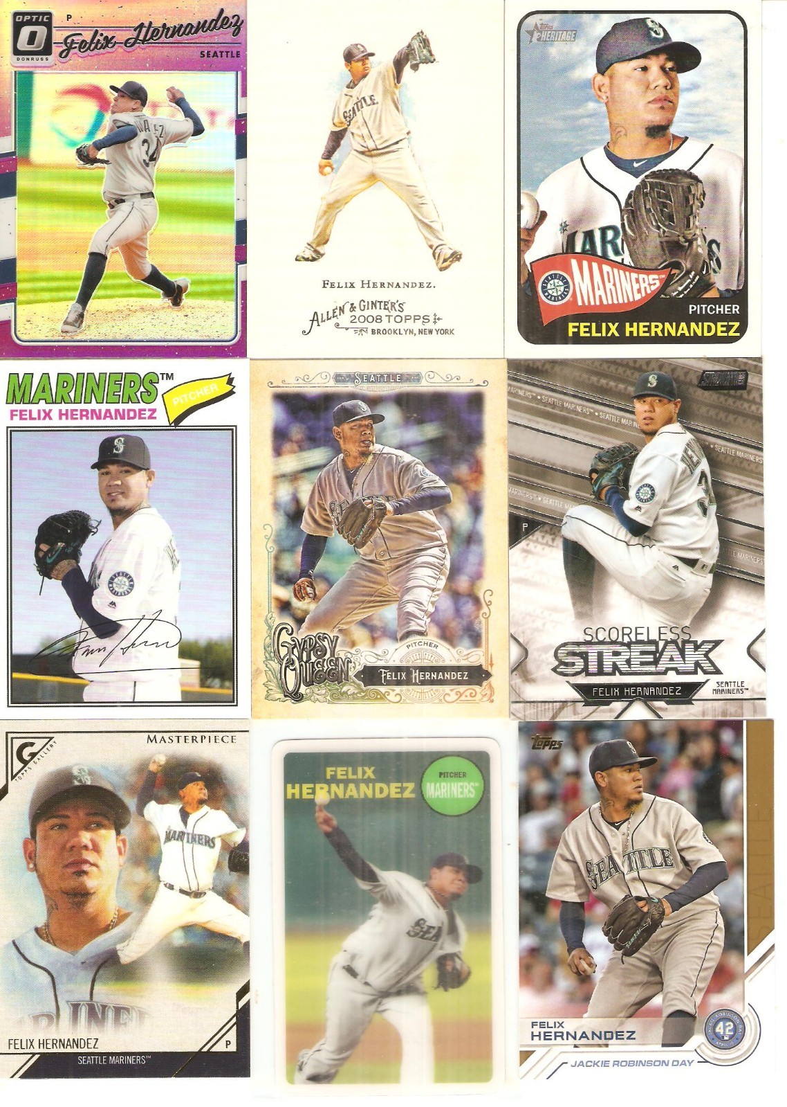 100 CARD FELIX HERNANDEZ BASEBALL CARD LOT
