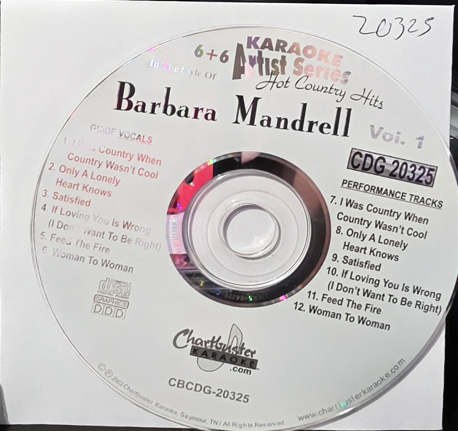 20325 BARBARA MANDRELL     CHARTBUSTER  KARAOKE CDG  LOT LONG DRIVE