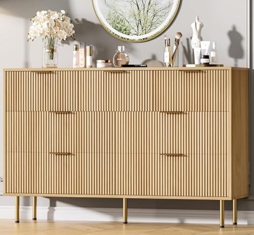  7 Drawer Dresser for Bedroom Chest of 15.7"D x 33.4"W x 55.1"H (7 Drawers) Oak