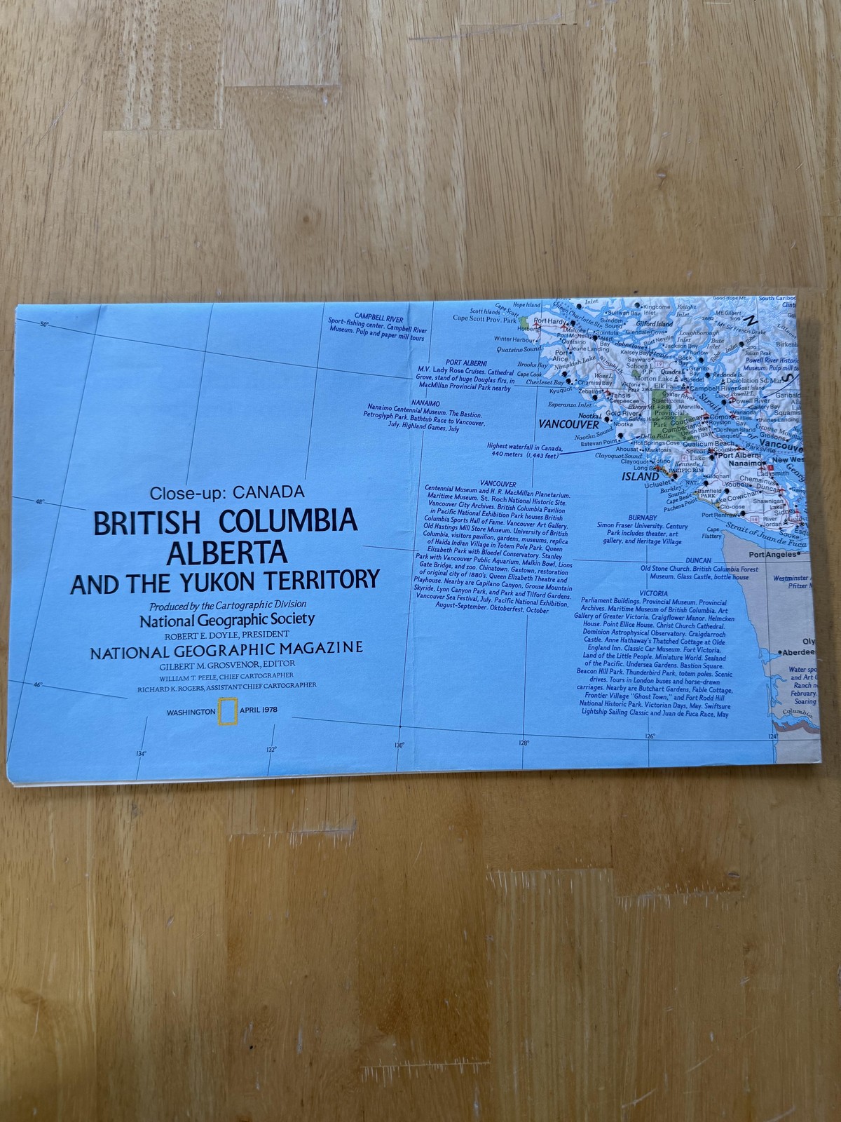 Vintage 1978 National Geographic Close-Up British Columbia Alberta Yukon Map