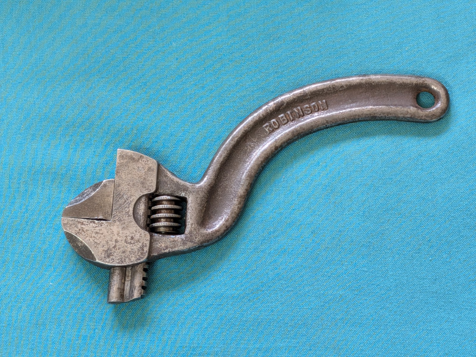 Antique J.D. Robinson Tool Works 8" S-Curved Adjustable Wrench ca. 1907-22 USA